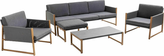 Ensemble de Jardin 5 Places en Aluminium Gris - Oviala