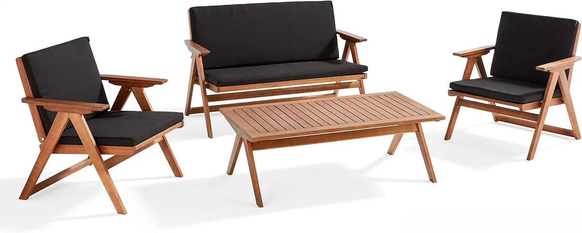 Ensemble de Jardin Pliable en Bois pour 4 Personnes Oviala