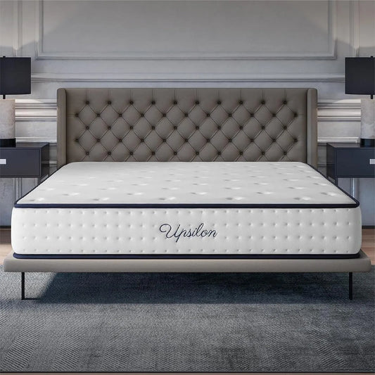 COSMOS - Matelas Hybride 140x190 cm - Ressorts Ensachés & Mémoire de Forme - Confort Mi-Ferme - 7 Zones - Réversible - Fabrication Européenne