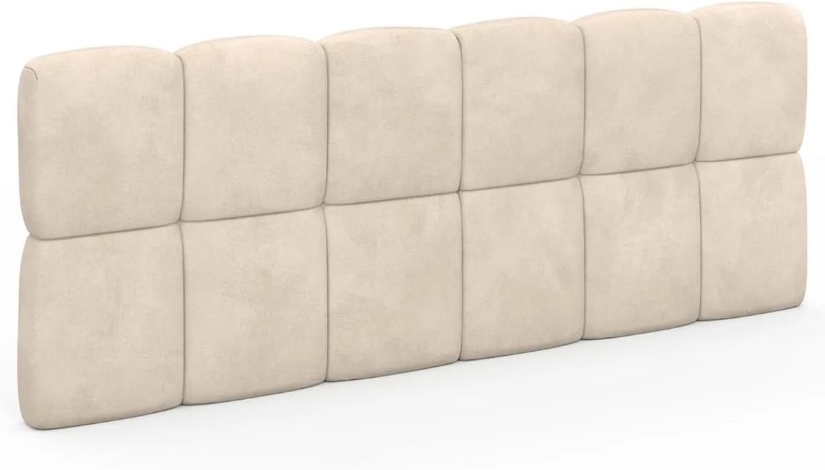 IDMarket - Tête de Lit Capitonnée Velours Beige Nuage 160 cm