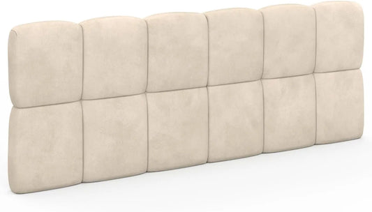 IDMarket - Tête de Lit Capitonnée Velours Beige Nuage 160 cm