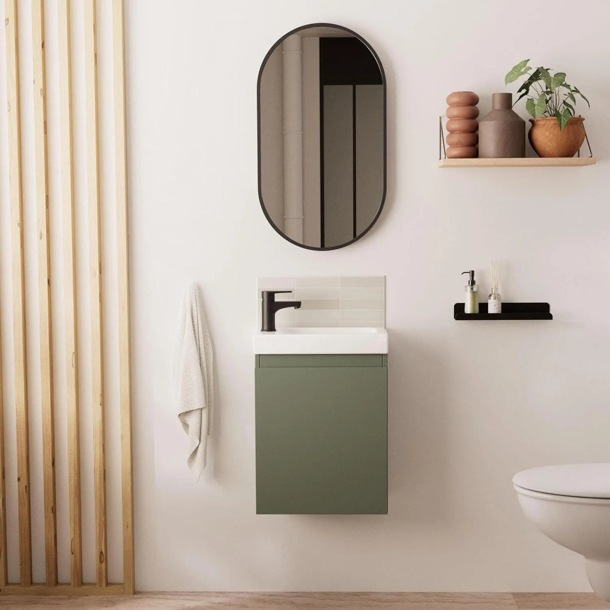 Ensemble Lave-Mains Lisa avec Robinet Noir et Miroir Ovale