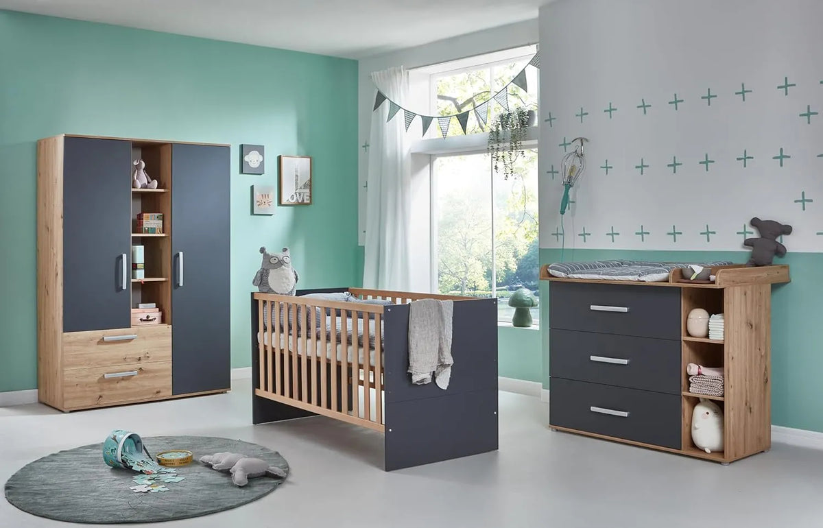 Ensemble de Meubles de Bébé Alessio: Armoire, Lit et Commode à Langer