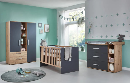 Ensemble de Meubles de Bébé Alessio: Armoire, Lit et Commode à Langer