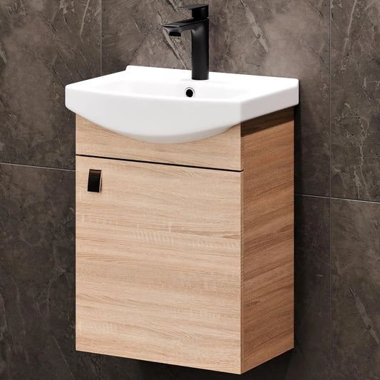Ensemble de Meubles de Salle de Bain avec Lavabo Noir et Rangement en Chêne Sonoma