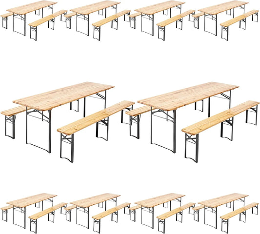 Ensemble de tables et bancs de brasserie 220 cm - Lot de 10