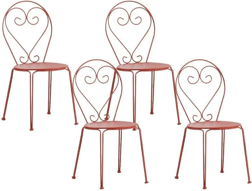 Ensemble de 4 chaises de jardin empilables en métal style fer forgé Terracotta - GUERMANTES par MYLIA