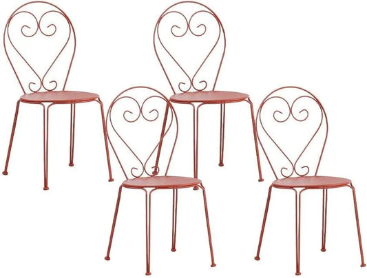 Ensemble de 4 chaises de jardin empilables en métal style fer forgé Terracotta - GUERMANTES par MYLIA