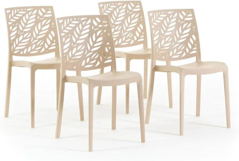 Chaises empilables en polypropylène avec fibre de verre pour intérieur et extérieur - Lot de 4