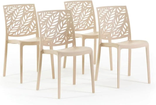 Chaises empilables en polypropylène avec fibre de verre pour intérieur et extérieur - Lot de 4