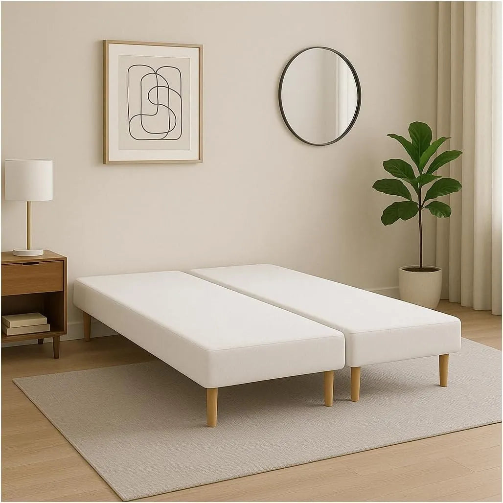 Cadre de Lit avec Sommier Tapissier Blanc 90x200 cm et Pieds Inclus