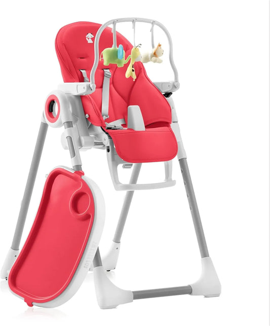 Chaise Haute Bébé Évolutive - Confort et Facilité d'Entretien, 6 Mois à 3 Ans, 15 kg, Rouge Framboise