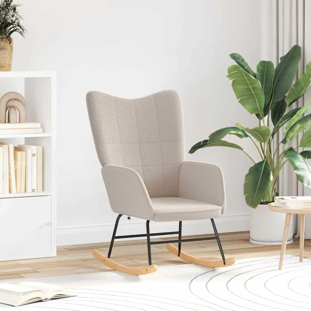 Fauteuil à bascule relax en Sherpa gris clair, idéal pour salon et bureau