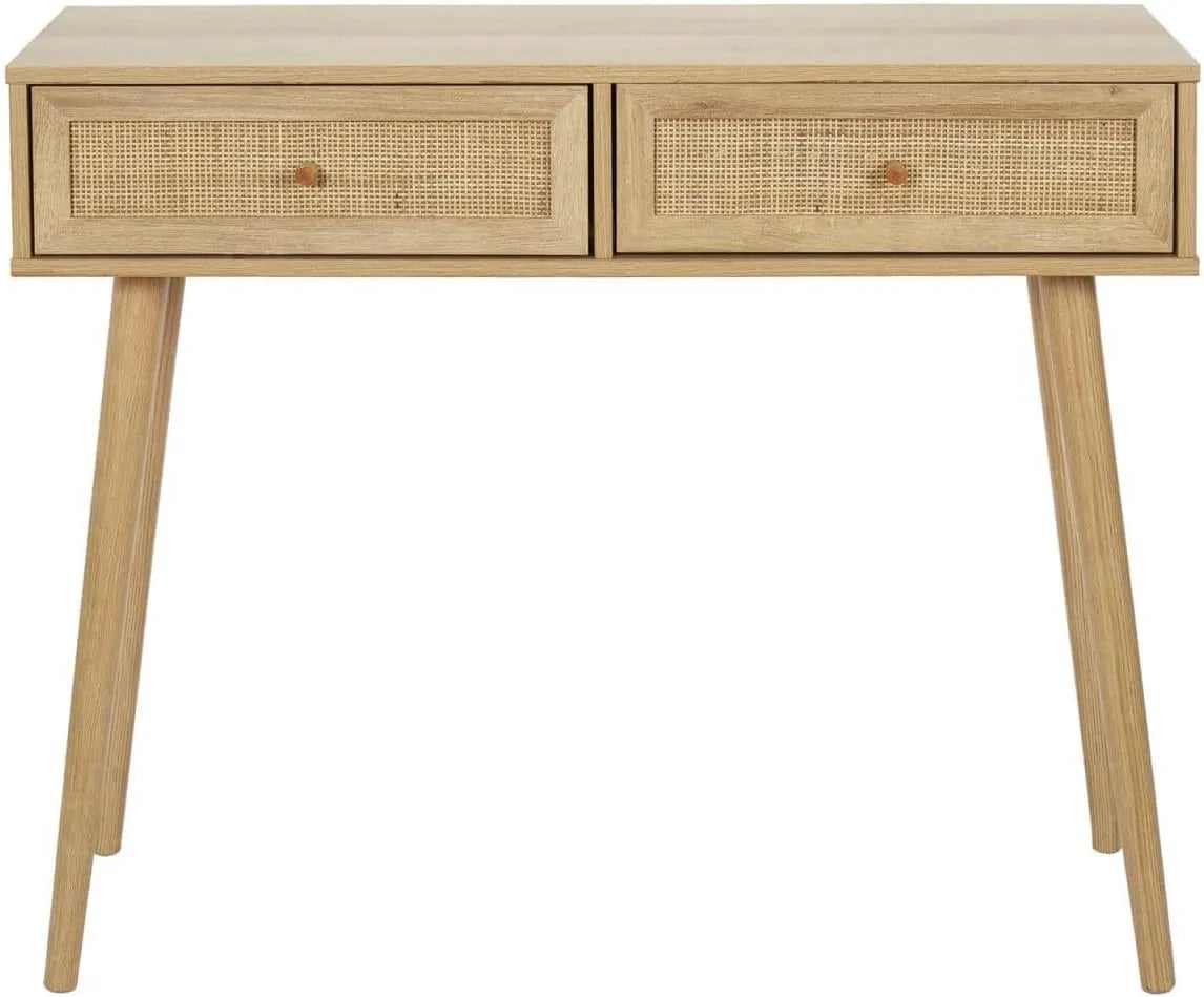 Console Maya avec 2 Tiroirs en Bois et Rotin