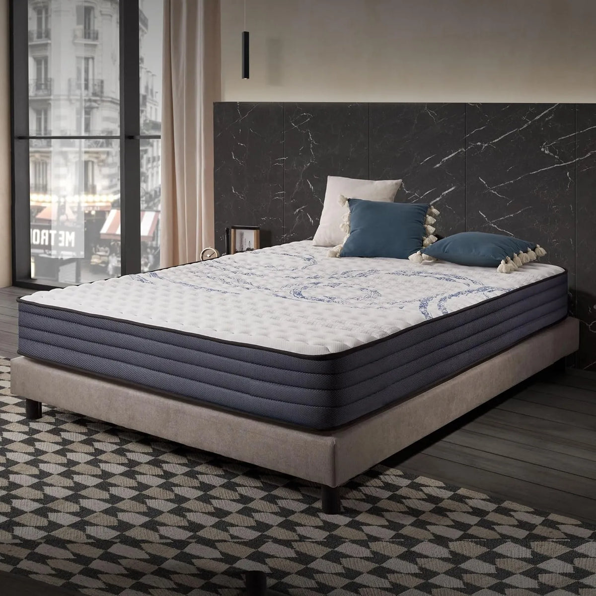 Matelas Orthopédique 120x190 cm - Mousse Mémoire & Latex - Confort Respirant 7 Zones - Réversible Été/Hiver
