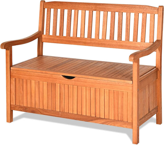 Banc de Jardin 2 Places avec Coffre 185L en Bois de Peuplier, Charge 250 kg, Idéal pour Balcon et Jardin