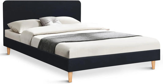 Lit Double Scandinave Balta Noir avec Tête de Lit et Sommier 140x190 cm - IDMarket