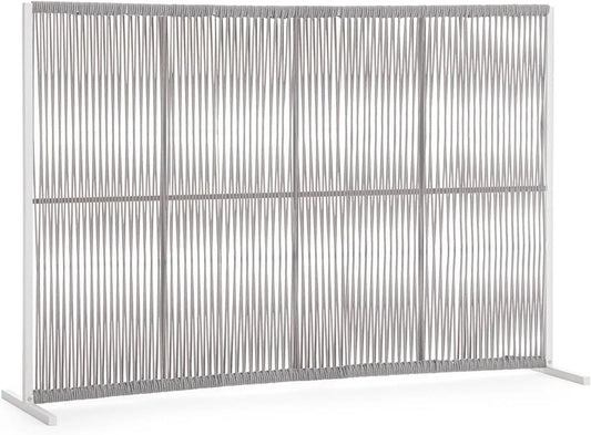 Paravent d'Extérieur Paxson, Aluminium et Corde, 180x120 cm, Blanc/Gris