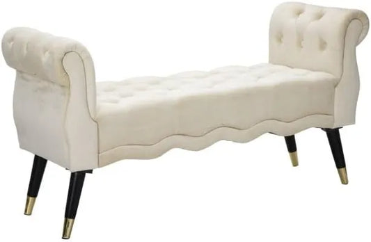 Canapé en Velours Crème 120 cm Style Parisien