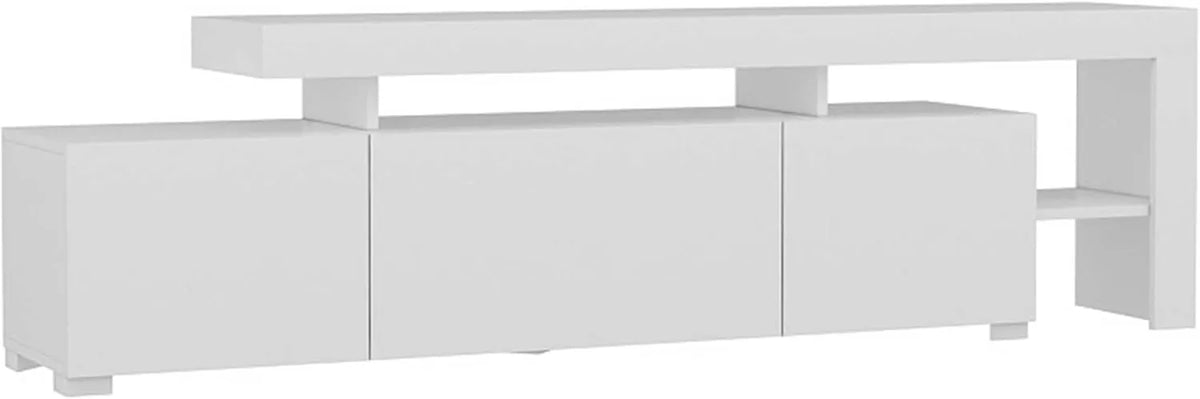 Meuble TV Modern en Bois avec Éclairage LED - Modèle Beliz