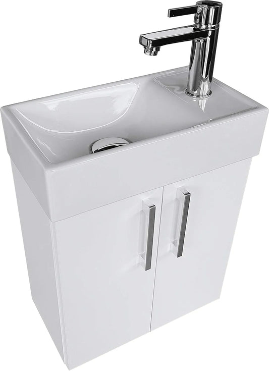 Armoire de Salle de Bain avec Lavabo en Céramique 40x22 cm - Blanc