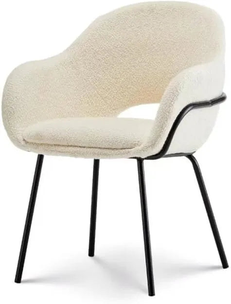 Fauteuil Andrea en Tissu Bouclette Beige avec Accoudoirs Élégants