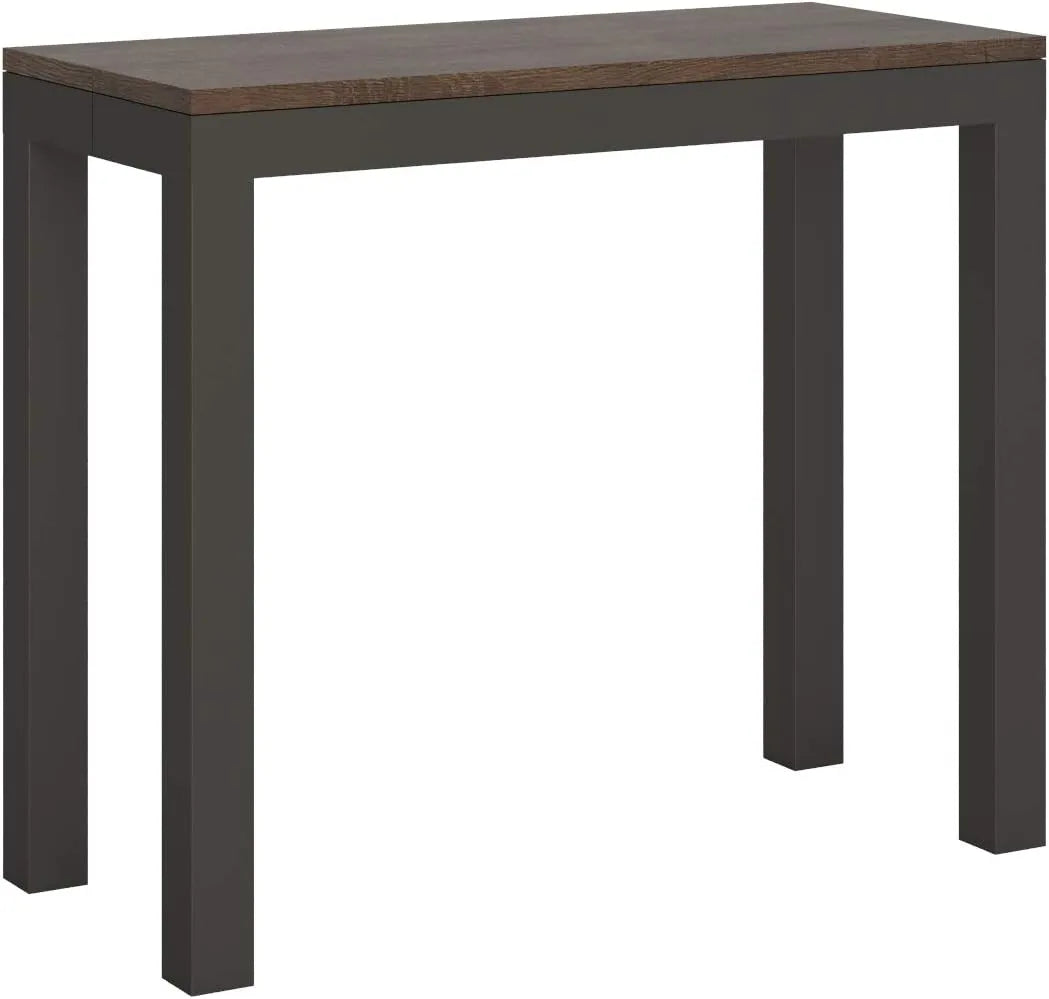 Console Itamoby Extensible en Noyer avec Cadre Anthracite, 300 cm