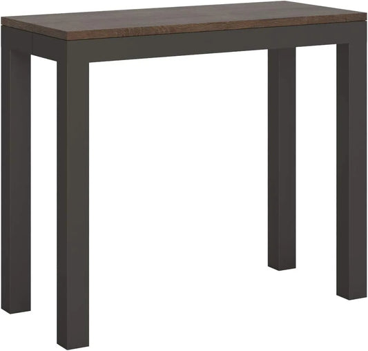 Console Itamoby Extensible en Noyer avec Cadre Anthracite, 300 cm