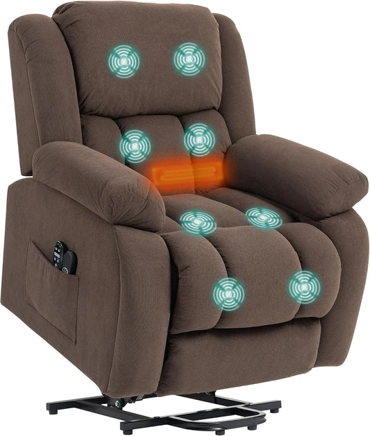 Fauteuil Relax Électrique HOMCOM avec Massage et Chauffage, Inclinable, Port USB, Télécommande, Repose-Pied, Poche Latérale - Marron