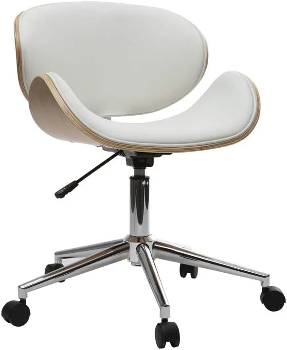 Chaise de Bureau Ergonomique en Bois et Blanc - Confort Moderne