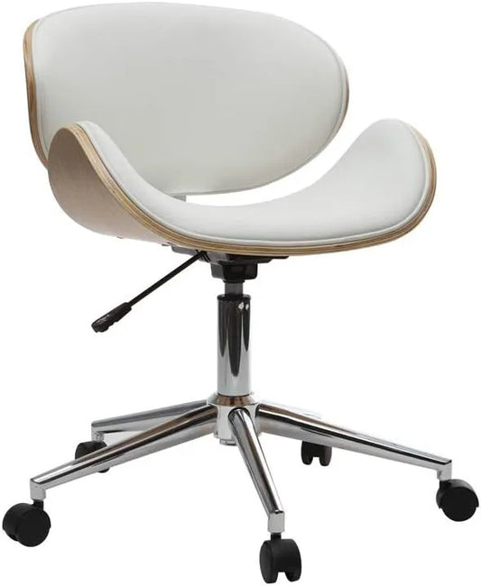 Chaise de Bureau Ergonomique en Bois et Blanc - Confort Moderne