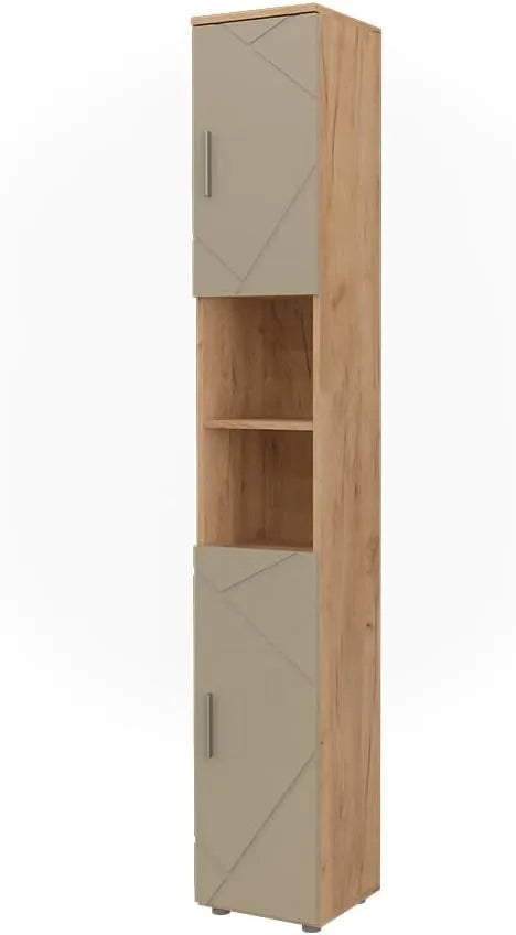 Armoire de Salle de Bain Vicco Irma, Chêne Doré, 30x192cm