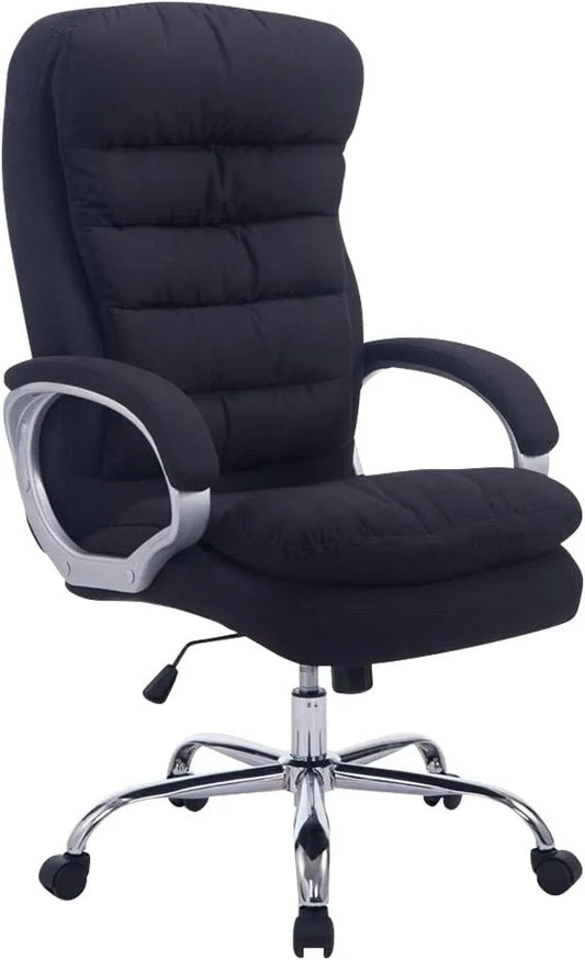 Fauteuil de Bureau XXL Vancouver en Tissu Noir - Réglable avec Accoudoirs et Roulettes
