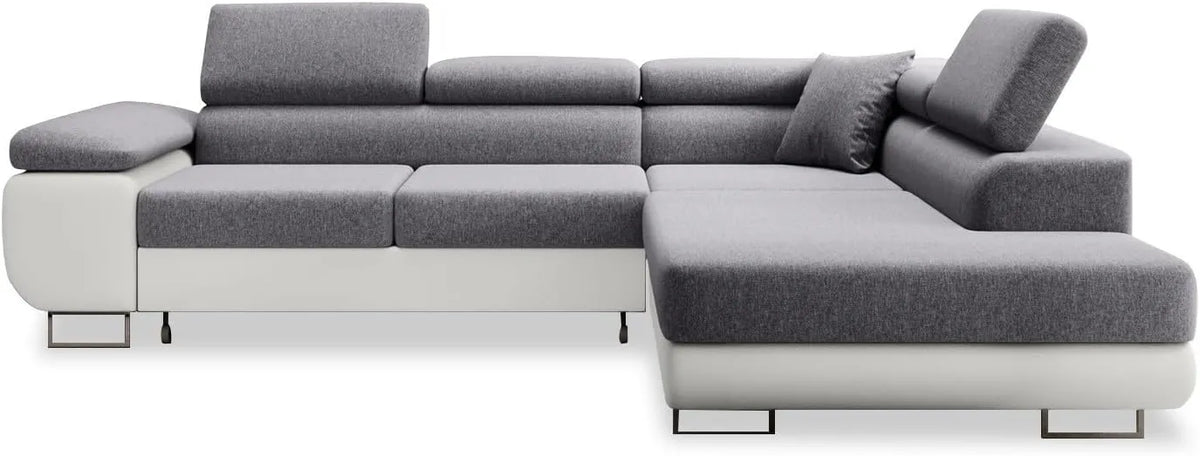 Canapé d'Angle Convertible Droit Marius Gris et Blanc - Intense Déco