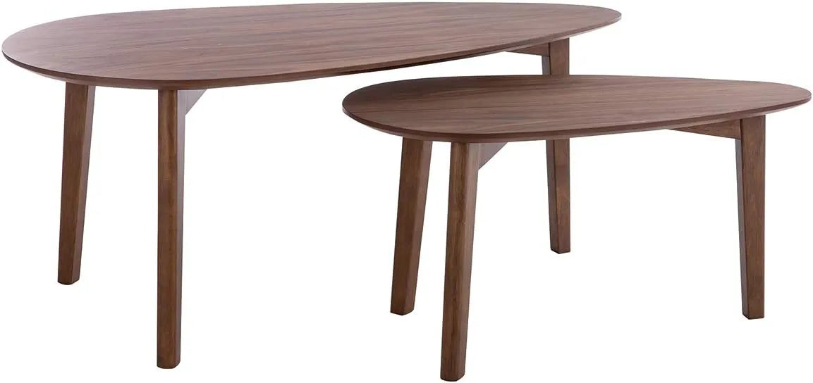 Miliboo Lot de 2 Tables Basses Scandinaves en Noyer Foncé - Modèle ARTIK