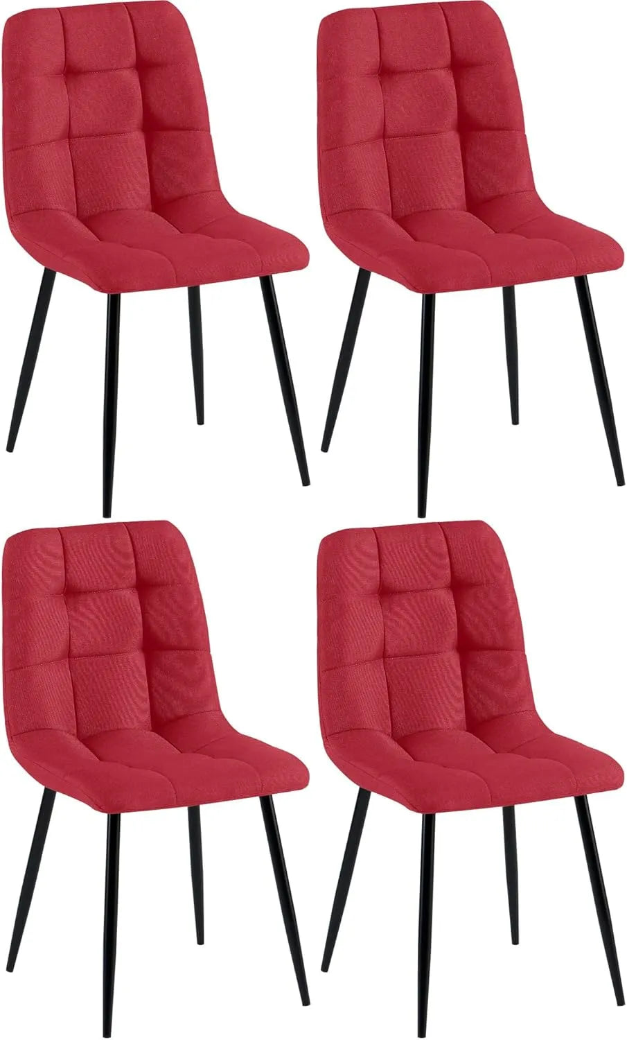 Ensemble de 4 chaises Antibes pour salle à manger en tissu rouge