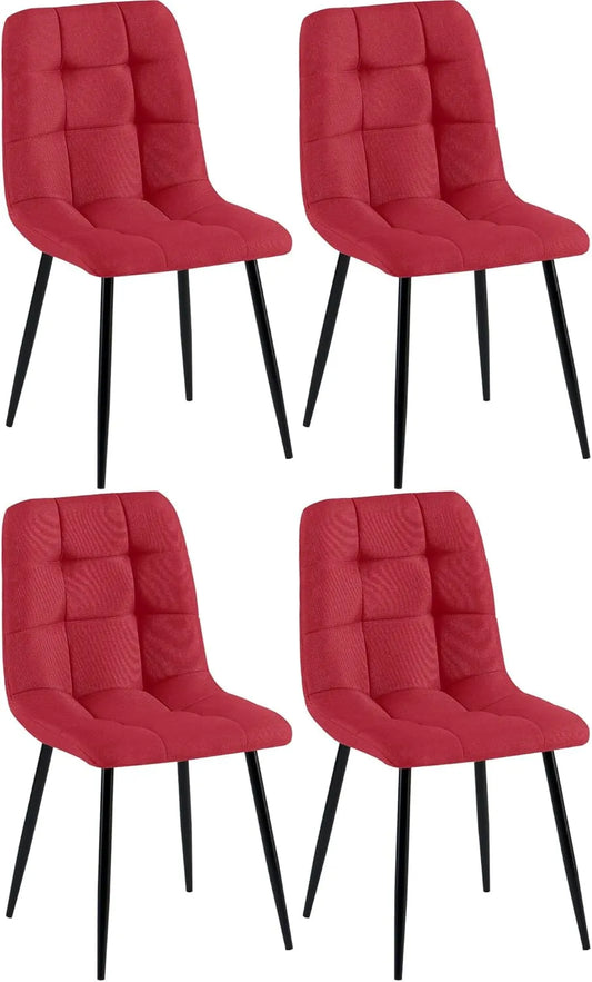 Ensemble de 4 chaises Antibes pour salle à manger en tissu rouge