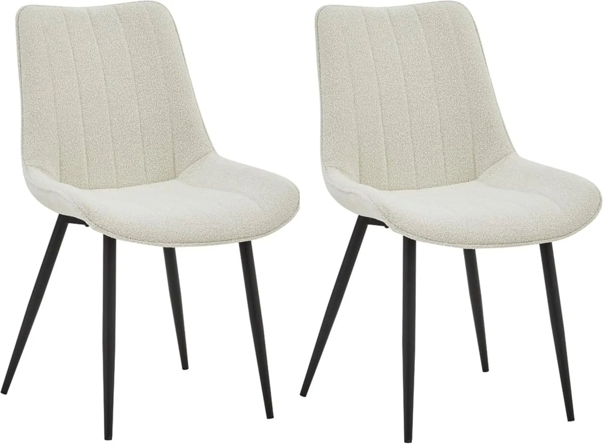 Colenis, Lot de 2 Chaises de Salle à Manger, Tissu Bouclé Beige Clair, Moderne et Confortable, Pieds en Métal