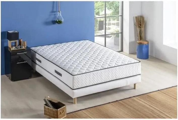 Ensemble Matelas et Sommier 140x190 - Ressorts 24 cm - 5 Zones de Confort - Soutien Équilibré