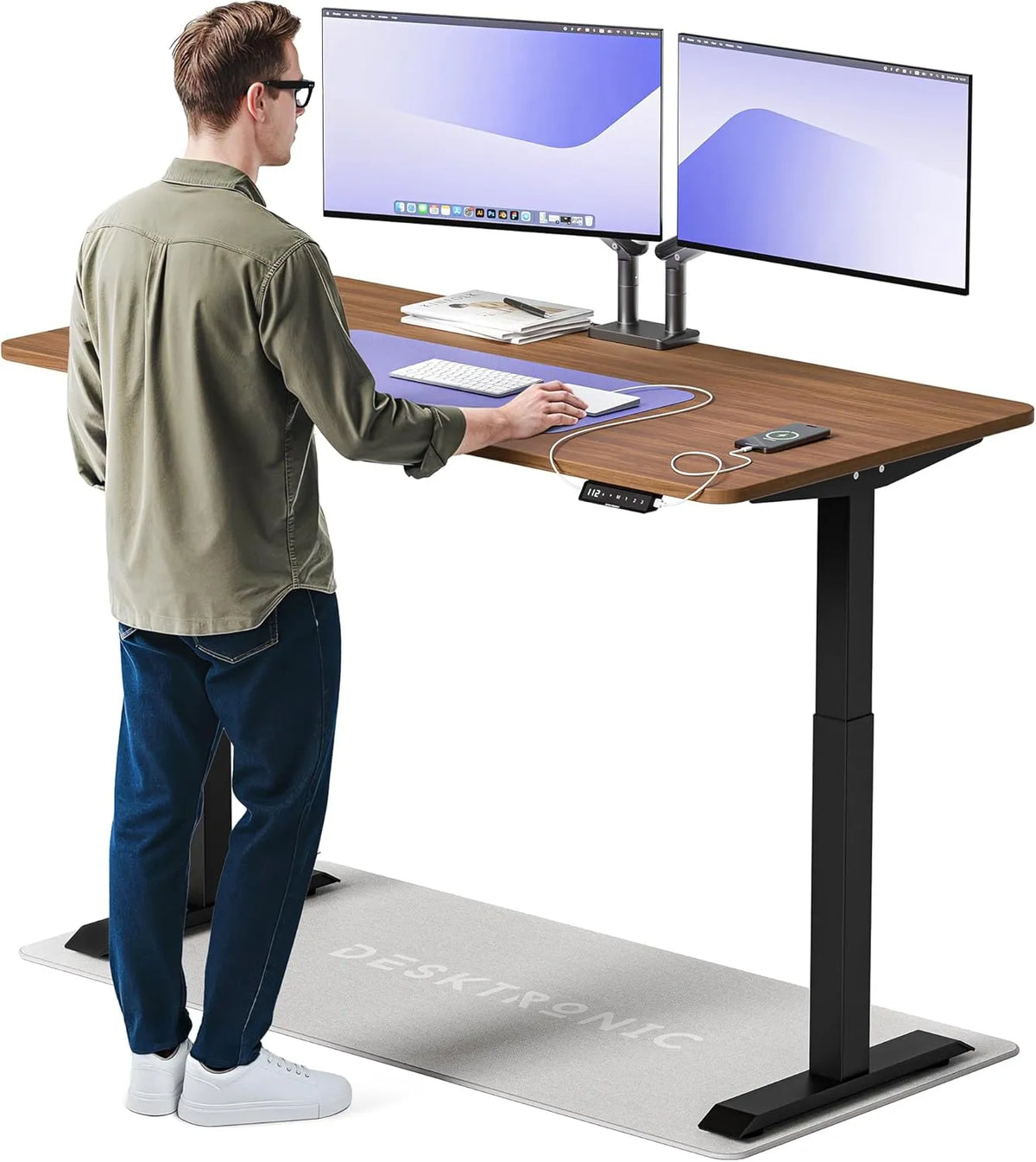 Bureau Électrique Réglable 160x80cm avec Moteurs Doubles - Contrôle Tactile et USB