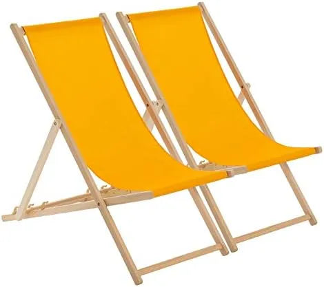 Transat en Bois pour Extérieur - Chaise Longue Confortable avec Toile Résistante, Idéale pour Jardin, Terrasse, Plage et Camping - 1 Pièce