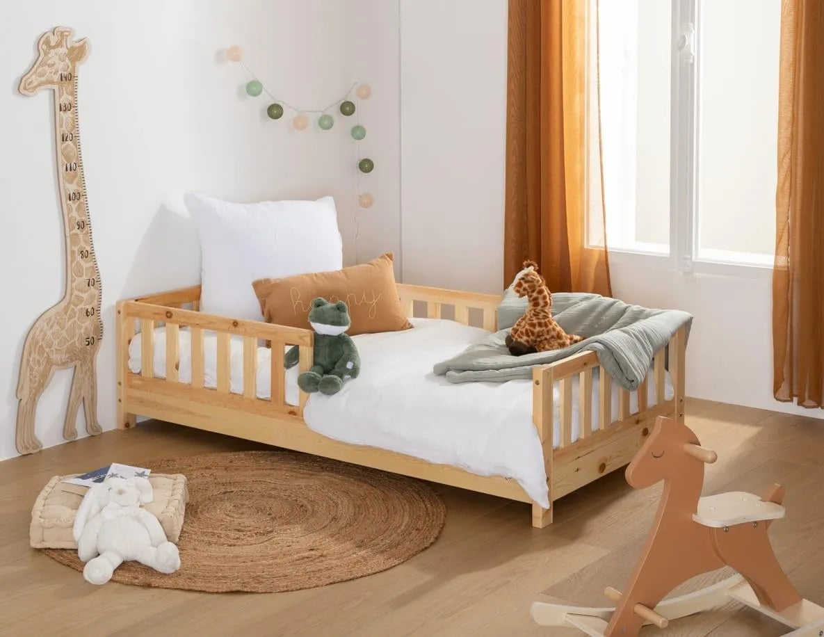 Lit Enfant en Bois Massif 80x160 cm Style Montessori