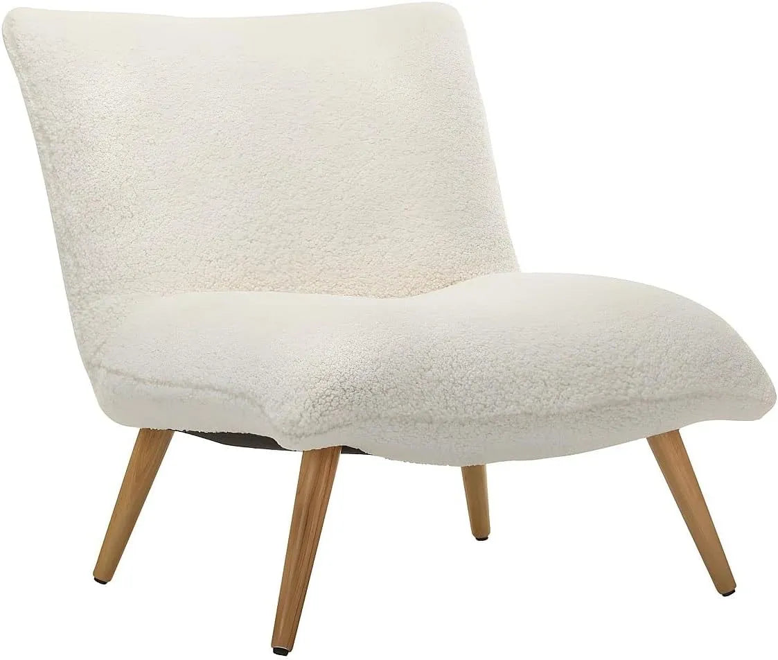 Fauteuil Design en Tissu Sherpa Blanc - Confort Luxueux