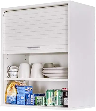 SIMMOB Armoire de Cuisine Murale Blanche avec 2 Étagères, 60x72x35 cm