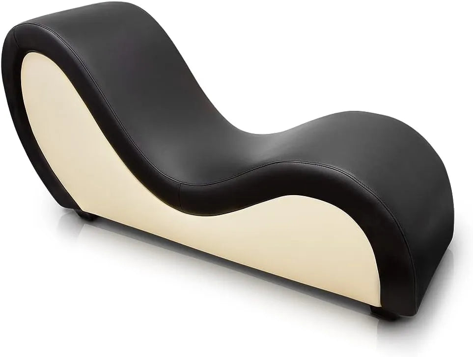 Chaise Longue Réglable Noir et Beige - Confort et Élégance