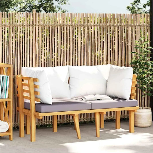 Canapé de Jardin 2 Places en Bois d'Acacia avec Coussins Confortables