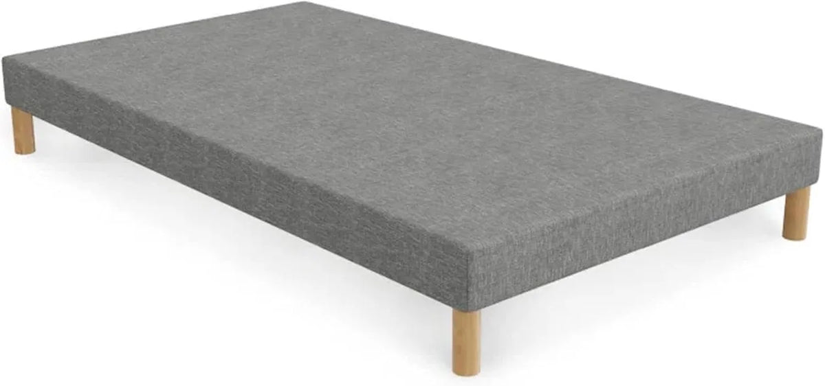 Cadre de Lit Tissu Gris avec Pieds en Bois 70x190 cm - Mobilier Déco