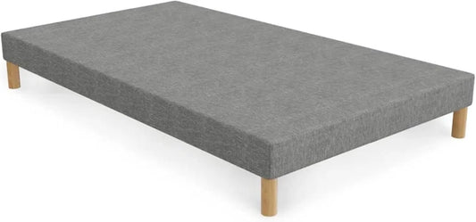 Cadre de Lit Tissu Gris avec Pieds en Bois 70x190 cm - Mobilier Déco