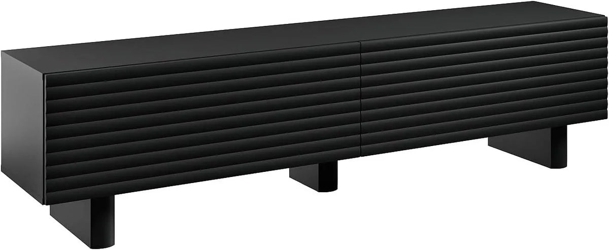 Meuble TV Noir 180 cm LUDIMA avec 2 Portes en MDF