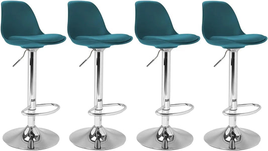 IDMarket - Ensemble de 4 tabourets de bar Karl Design en bleu canard